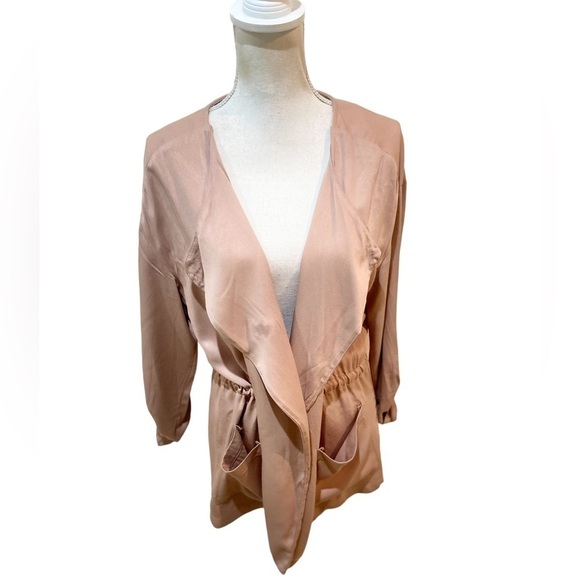 NWT Stoosh dusty blush lightweight open front casual jacket pockets size medium - Picture 1 of 9